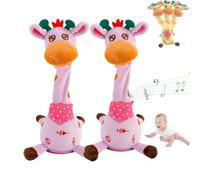 ZXDZSW Musical Talking Dancing Giraffe Plush Toy, Soft Sensory Gift, Recharged Interactive Giraffe Plush Musical Baby Toys Tummy Time Gifts(Pink*2,Remote)