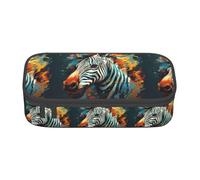 ZXERTG Abstract Animal Zebra Print Oxford Cloth Pencil Pouch,Multi-Functional Pen Case,Perfect for Office and Travel