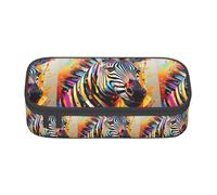 ZXERTG Abstract Animal Zebra Print Oxford Cloth Pencil Pouch,Multi-Functional Pen Case,Perfect for Office and Travel