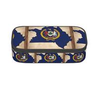 ZXERTG Abstract Kentucky State Flag Map Print Oxford Cloth Pencil Pouch,Multi-Functional Pen Case,Perfect for Office and Travel