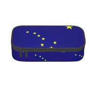 ZXERTG Alaska State Flag Print Oxford Cloth Pencil Pouch,Multi-Functional Pen Case,Perfect for Office and Travel