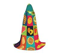 ZXERTG Art Style Fruit Print Hooded Cloak For Halloween Costumes,Perfect For Wizard,Vampire,Grim Reaper More Cosplay