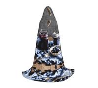 ZXERTG Blueberry Jam Print Hooded Cloak For Halloween Costumes,Perfect For Wizard,Vampire,Grim Reaper More Cosplay
