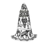 ZXERTG Bohemian Elephant Pattern Print Hooded Cloak For Halloween Costumes,Perfect For Wizard,Vampire,Grim Reaper More Cosplay