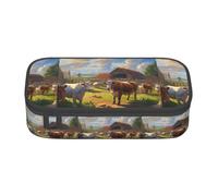 ZXERTG Cattle Farm Sanctuary Print Oxford Cloth Pencil Pouch,Multi-Functional Pen Case,Perfect for Office and Travel