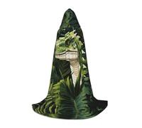ZXERTG Dinosaur Palm Leaf Print Hooded Cloak For Halloween Costumes,Perfect For Wizard,Vampire,Grim Reaper More Cosplay