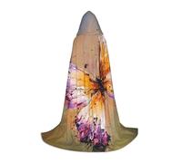 ZXERTG Embroidery Colorful Butterfly Print Hooded Cloak For Halloween Costumes,Perfect For Wizard,Vampire,Grim Reaper More Cosplay