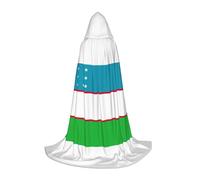 ZXERTG Flag Of The Republic Of Uzbekistan Print Hooded Cloak For Halloween Costumes,Perfect For Wizard,Vampire,Grim Reaper More Cosplay
