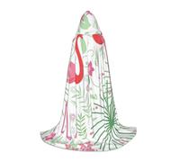 ZXERTG Floral Flamingo Botany Print Hooded Cloak For Halloween Costumes,Perfect For Wizard,Vampire,Grim Reaper More Cosplay