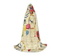 ZXERTG Flower Bicycle Print Hooded Cloak For Halloween Costumes,Perfect For Wizard,Vampire,Grim Reaper More Cosplay