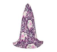 ZXERTG Flower-Elephant Print Hooded Cloak For Halloween Costumes,Perfect For Wizard,Vampire,Grim Reaper More Cosplay