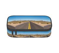 ZXERTG Freeway Highway Road in The Desert Print Oxford Cloth Pencil Pouch,Multi-Functional Pen Case,Perfect for Office and Travel