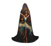 ZXERTG Girl Dance Butterfly Print Hooded Cloak For Halloween Costumes,Perfect For Wizard,Vampire,Grim Reaper More Cosplay