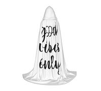 ZXERTG Good Vibes Only Print Hooded Cloak For Halloween Costumes,Perfect For Wizard,Vampire,Grim Reaper More Cosplay