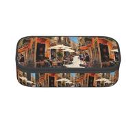 ZXERTG Italian Street Print Oxford Cloth Pencil Pouch,Multi-Functional Pen Case,Perfect for Office and Travel