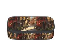 ZXERTG Italian Street Print Oxford Cloth Pencil Pouch,Multi-Functional Pen Case,Perfect for Office and Travel