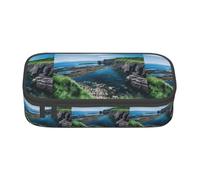 ZXERTG Jeju Island Korea Print Oxford Cloth Pencil Pouch,Multi-Functional Pen Case,Perfect for Office and Travel