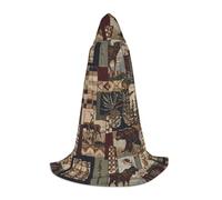 ZXERTG Lodge Bear Deer Print Hooded Cloak For Halloween Costumes,Perfect For Wizard,Vampire,Grim Reaper More Cosplay