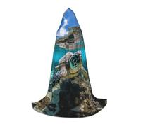 ZXERTG Lord Howe Island Sea Turtle Print Hooded Cloak For Halloween Costumes,Perfect For Wizard,Vampire,Grim Reaper More Cosplay