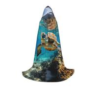 ZXERTG Lord Howe Island Sea Turtle Print Hooded Cloak For Halloween Costumes,Perfect For Wizard,Vampire,Grim Reaper More Cosplay