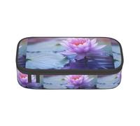 ZXERTG Lotus Flower Purple Print Oxford Cloth Pencil Pouch,Multi-Functional Pen Case,Perfect for Office and Travel