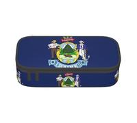 ZXERTG Maine State Flag Print Oxford Cloth Pencil Pouch,Multi-Functional Pen Case,Perfect for Office and Travel