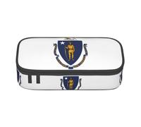 ZXERTG Massachusetts State Flag Print Oxford Cloth Pencil Pouch,Multi-Functional Pen Case,Perfect for Office and Travel