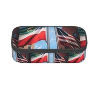 ZXERTG Mexican American Flag Print Oxford Cloth Pencil Pouch,Multi-Functional Pen Case,Perfect for Office and Travel