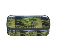 ZXERTG Mountain Grass Print Oxford Cloth Pencil Pouch,Multi-Functional Pen Case,Perfect for Office and Travel