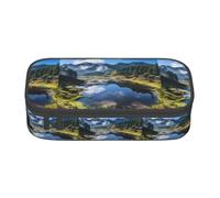 ZXERTG Mountain Lakes Print Oxford Cloth Pencil Pouch,Multi-Functional Pen Case,Perfect for Office and Travel