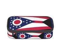 ZXERTG Ohio State Flag Print Oxford Cloth Pencil Pouch,Multi-Functional Pen Case,Perfect for Office and Travel