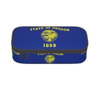 ZXERTG Oregon State Flag Print Oxford Cloth Pencil Pouch,Multi-Functional Pen Case,Perfect for Office and Travel