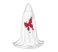 ZXERTG Red Heart Butterfly Valentines Print Hooded Cloak For Halloween Costumes,Perfect For Wizard,Vampire,Grim Reaper More Cosplay