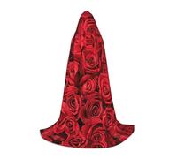 ZXERTG Red Rose Print Hooded Cloak For Halloween Costumes,Perfect For Wizard,Vampire,Grim Reaper More Cosplay