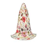 ZXERTG Rustic Rose Flower Print Hooded Cloak For Halloween Costumes,Perfect For Wizard,Vampire,Grim Reaper More Cosplay