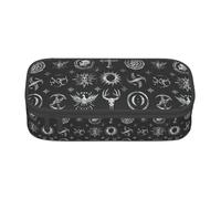 ZXERTG Supernatural Symbols Black Print Oxford Cloth Pencil Pouch,Multi-Functional Pen Case,Perfect for Office and Travel