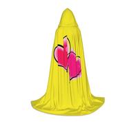 ZXERTG Two Pink Hearts Print Hooded Cloak For Halloween Costumes,Perfect For Wizard,Vampire,Grim Reaper More Cosplay