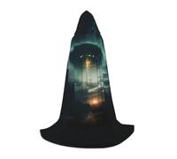 ZXERTG Ufo At Night Print Hooded Cloak For Halloween Costumes,Perfect For Wizard,Vampire,Grim Reaper More Cosplay