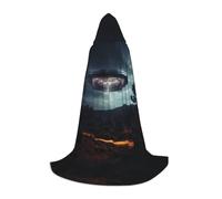 ZXERTG Ufo At Night Print Hooded Cloak For Halloween Costumes,Perfect For Wizard,Vampire,Grim Reaper More Cosplay