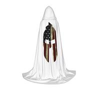ZXERTG Usa Flag American Spartan Print Hooded Cloak For Halloween Costumes,Perfect For Wizard,Vampire,Grim Reaper More Cosplay