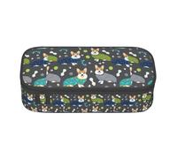 ZXERTG Wearing Clothes Corgi Dogs Print Oxford Cloth Pencil Pouch,Multi-Functional Pen Case,Perfect for Office and Travel