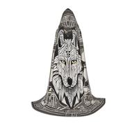 ZXERTG Wolf Motifs Construct Print Hooded Cloak For Halloween Costumes,Perfect For Wizard,Vampire,Grim Reaper More Cosplay