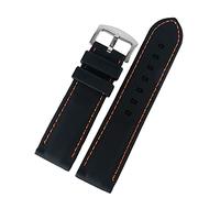 ZXF Silicone Watch strap, 20mm / 22mm / 24mm / 26mm Orange Line Stitch Soft Black Silicone Rubber Bracelet Band Waterproof Bracelet Sport (Size : 26mm)