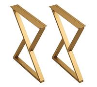 ZXFDM 2 Pieces of Industrial Table Legs, DIY Metal Furniture Legs, Bar Table Legs, Desk Legs, Steel Furniture Support Feet, Black/Gold, with Adjustable Non-Slip Base,Black-40×100cm/15.7×39.4in