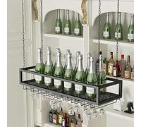 ZXFDM Hanging Ceiling Shelf Hanging Wine Glass Holder, Vintage Wine Bottle Holder, Ceiling Decoration Wine Glass Rack with Adjustable 1m Chain, for Bars, Restaurants, Kitchens