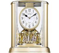 ZXFDM Mantel Table Clock, Crystals Tone Mantle Clocks with Rotating Pendulum, Mechanical Quartz Silent Desk Shelf Ornaments Clock, Stylish Rhythm Matle Clock, 19.6X24.0Cm Mantel Clocks,A