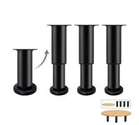 ZXFDMSWJ 4 Pcs Adjustable Furniture Legs,Modern Cold Rolled Steel Sofa Legs Kitchen Cupboard Legs Cabinet Support Feet for Kitchen Cupboard Coffee Tables Sofa Furniture (8cm(3.1in),Black)