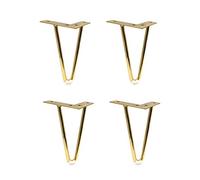 ZXFDMSWJ 4 Pcs Metal End Tables Furniture Legs,Replacement Tv Cabinet Table Legs,Thicken Iron Coffee Table Legs,Bed Legs,with Screws,Floor Protection Mat Two Colors (Golden,20cm/7.9in)