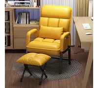ZXFDMSWJ Leather Recliner Occasional Accent Chairs Modern Home Seat Armchair with Footstool,Upholstered Desk Chair Reading Chair for Adult Kids,Office, Dormitory (Color : Yellow)
