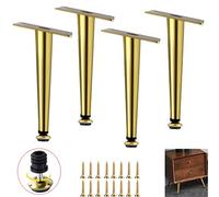 ZXFDMSWJ Metal Furniture Leg Replacement Feet Set of 4 Adjustable Height Tapered Sofa Table TV Cabinet Legs Golden Finish 38.5cm